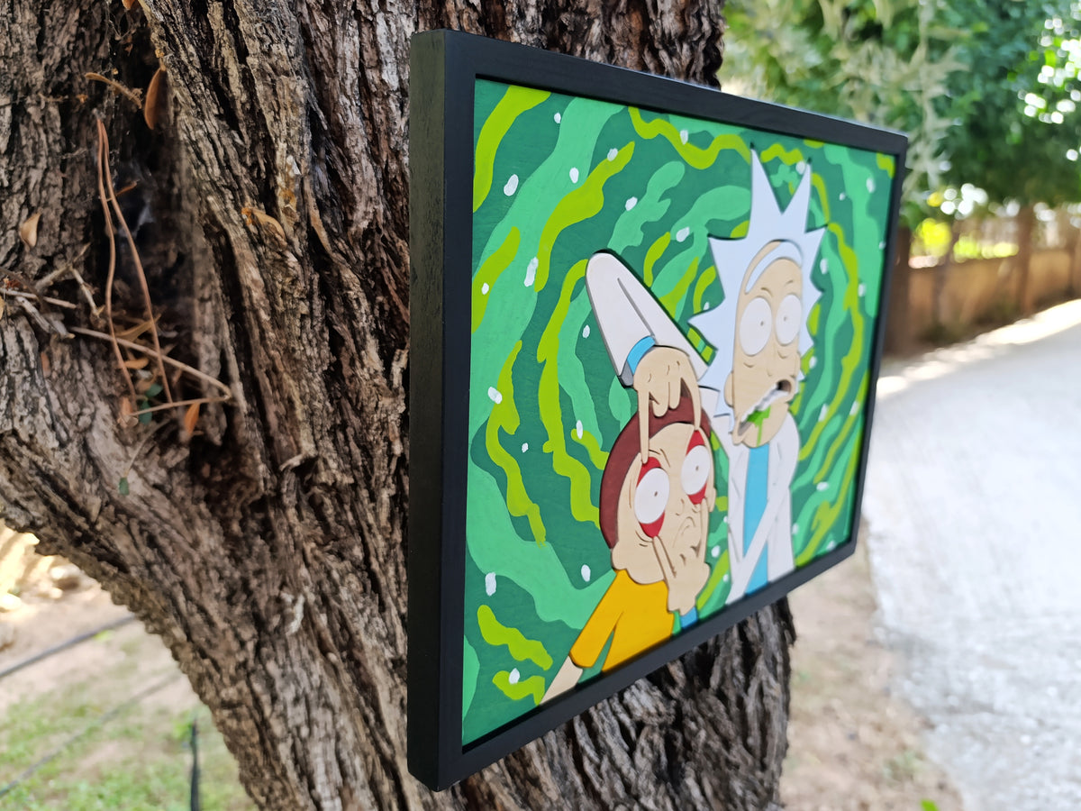Rick and Morty - Handmade Wood Art (Made to order)