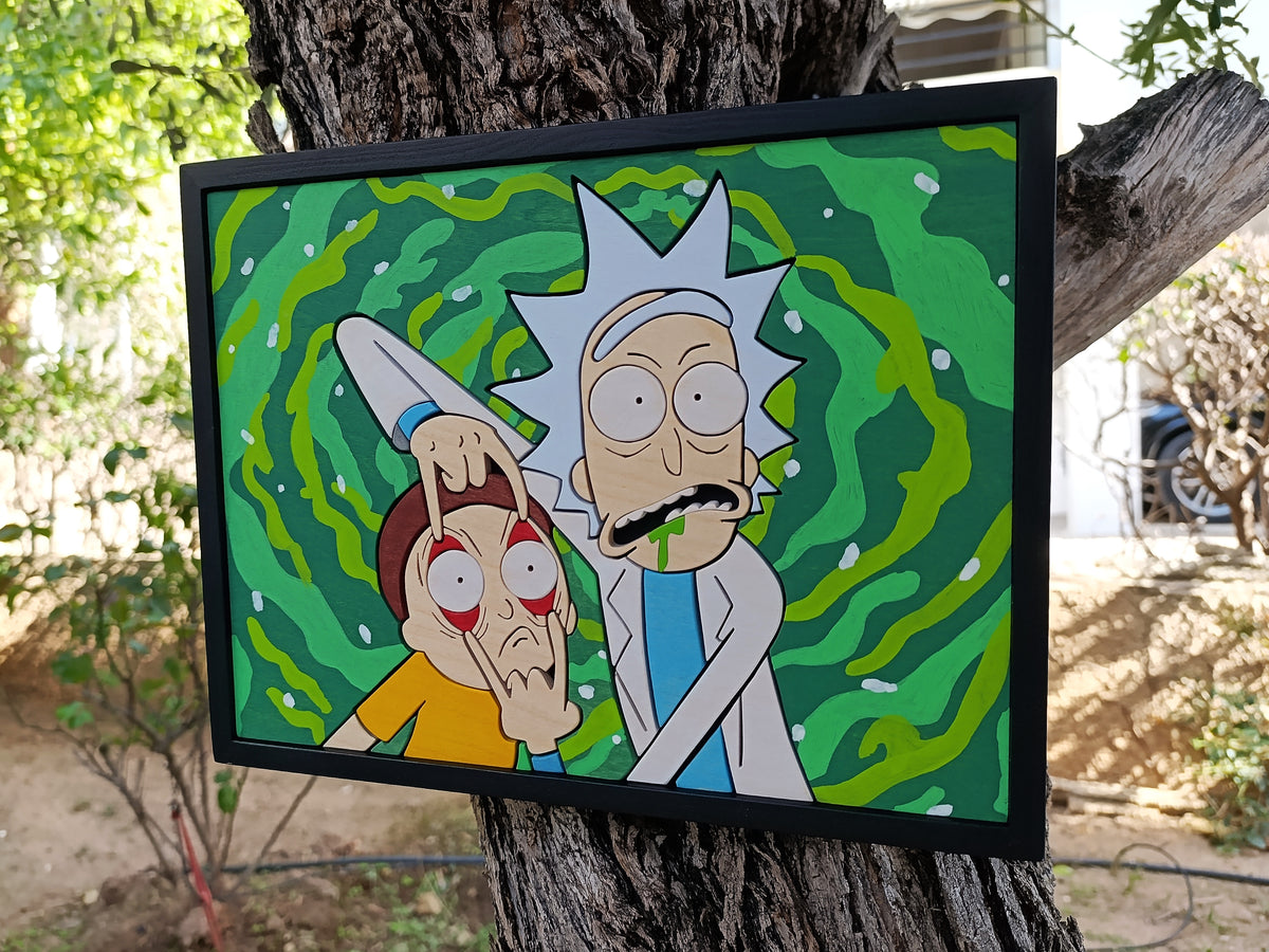 Rick and Morty - Handmade Wood Art (Made to order)