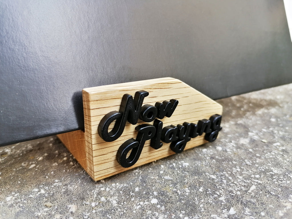 Mini Now Playing Vinyl Record stand - Oak & black