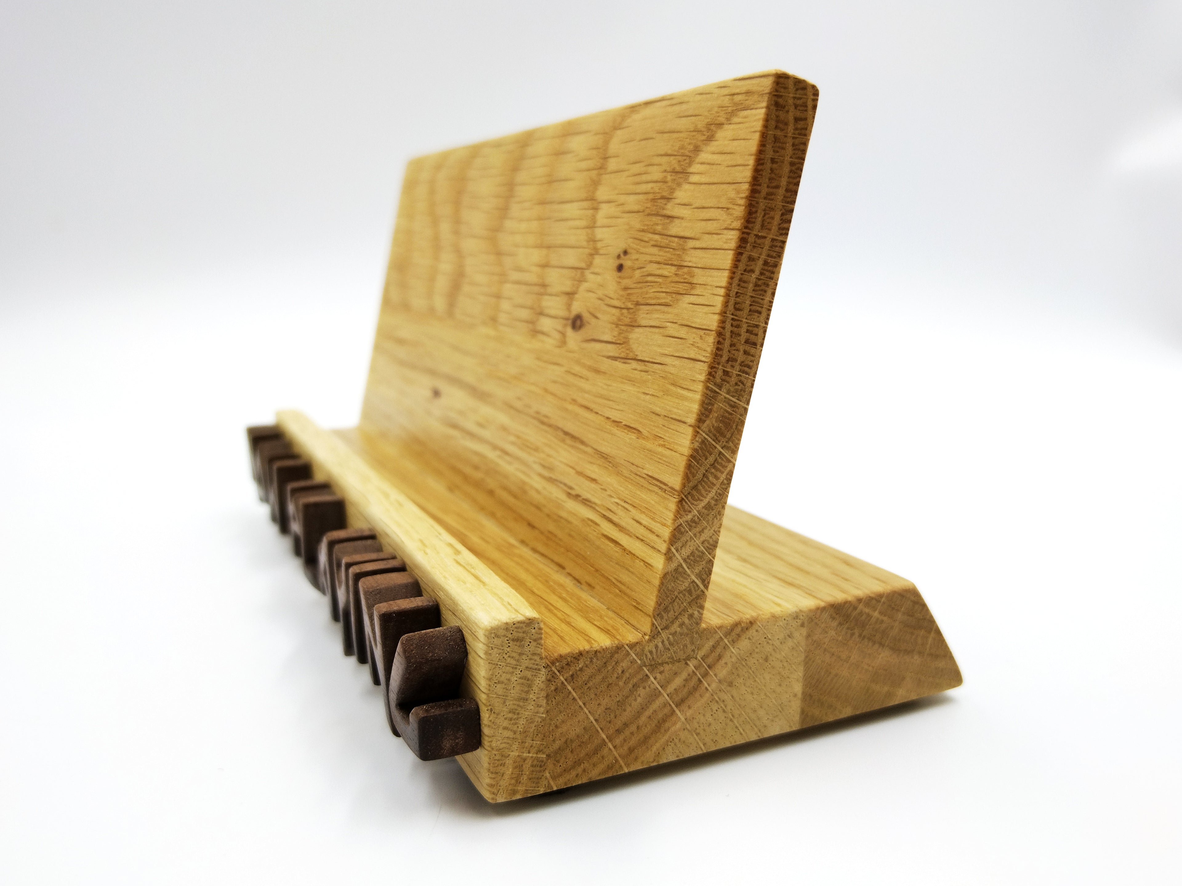 Now Playing Vinyl Record stand - Oak & walnut Iron Maiden font