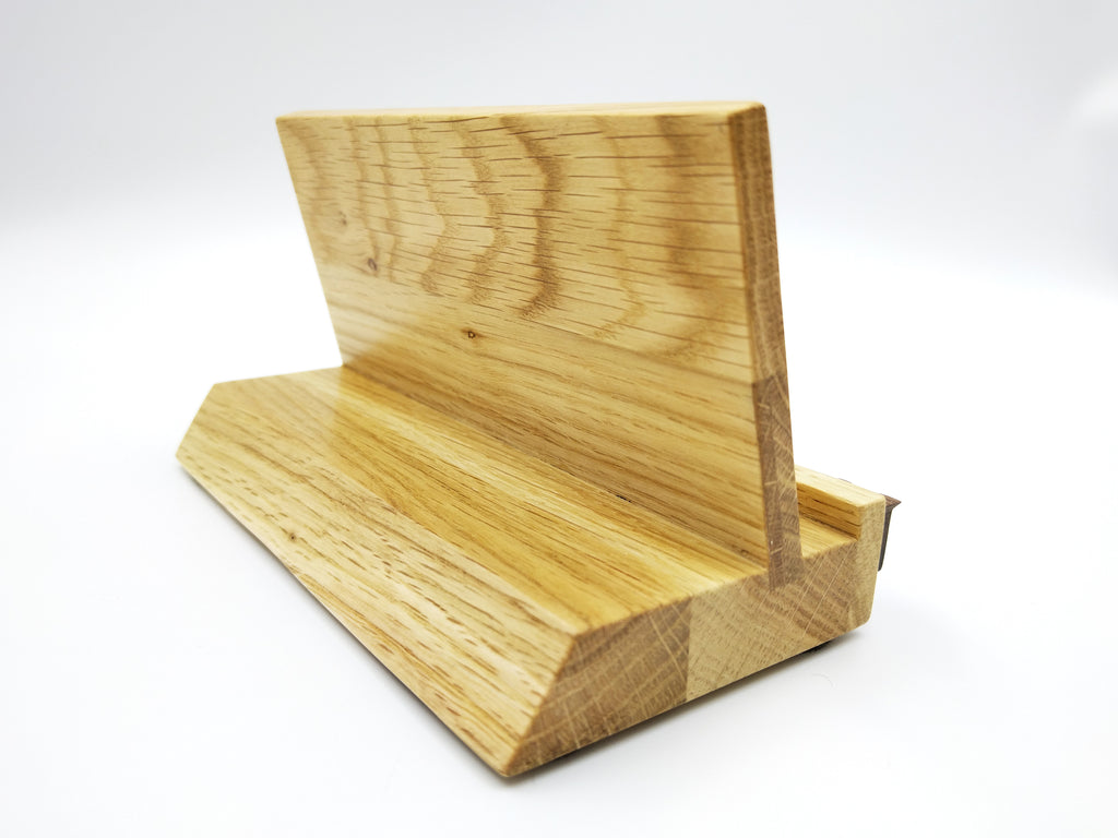 Now Playing Vinyl Record stand - Oak & walnut Iron Maiden font