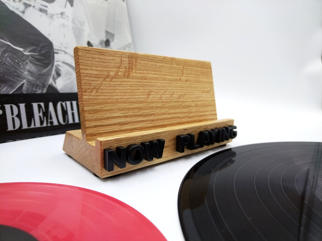 Now Playing Vinyl Record stand - Oak & black