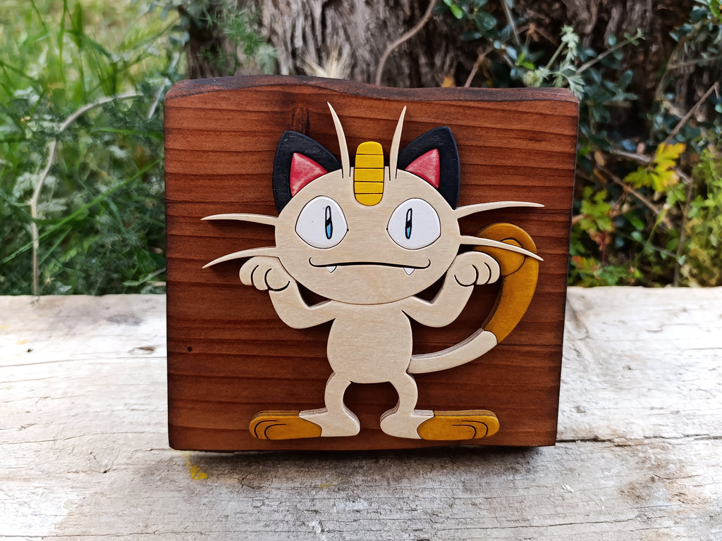 Meowth (Available now) - Pokemon wood art