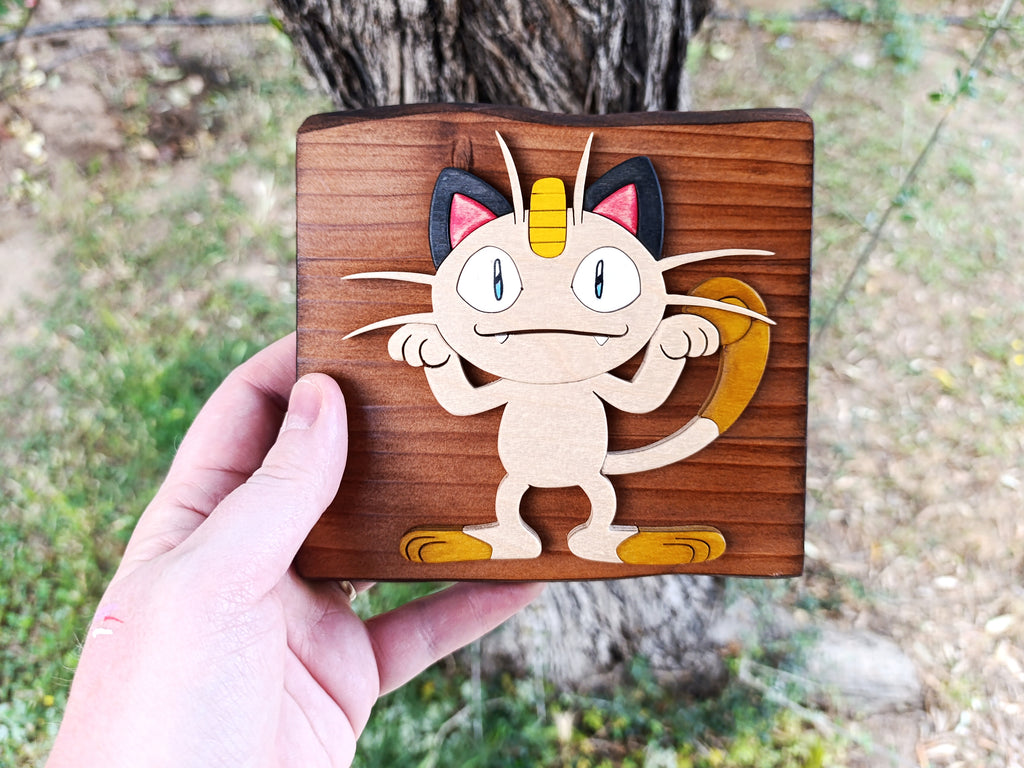 Meowth (Available now) - Pokemon wood art