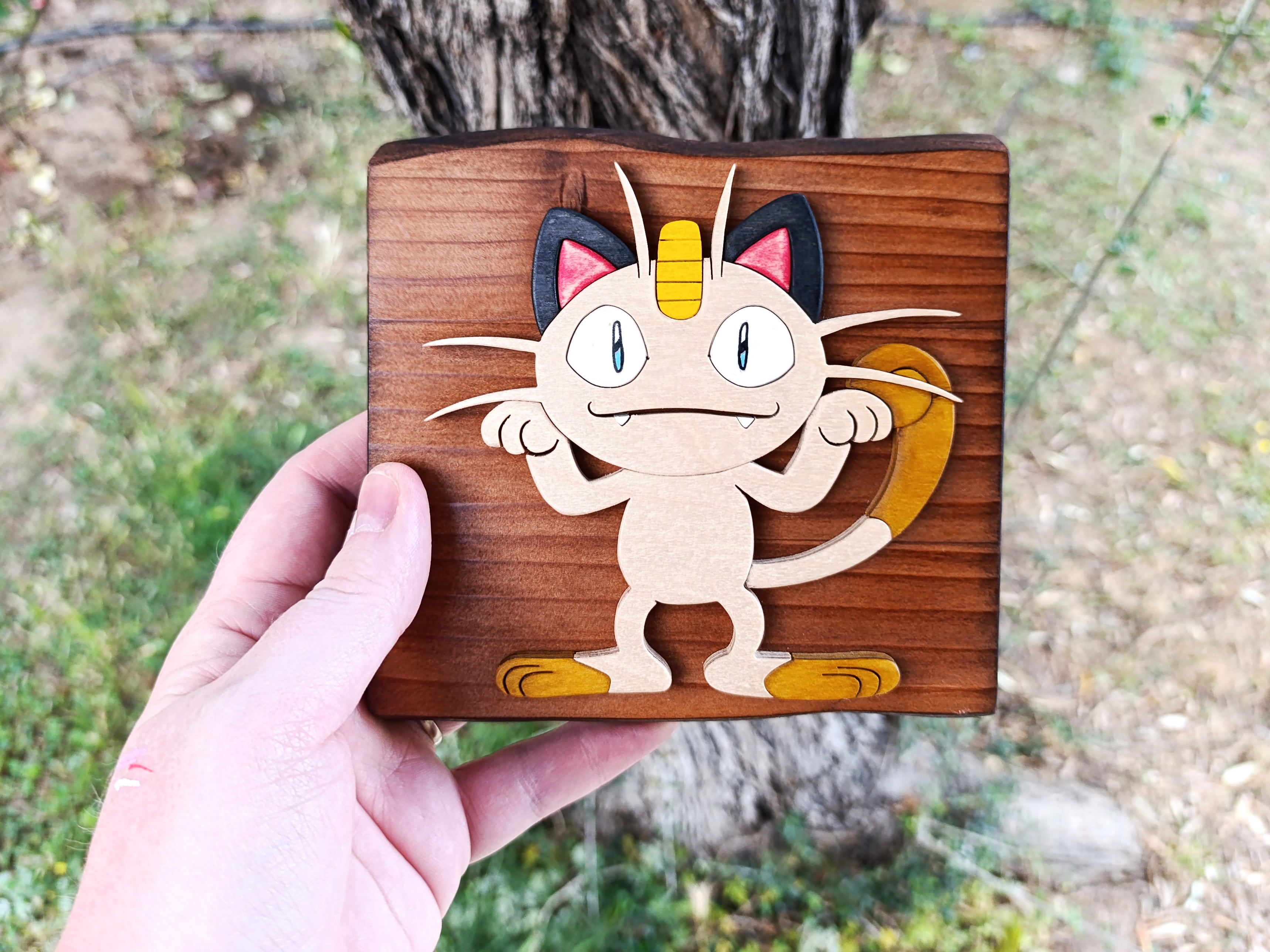 Meowth (Available now) - Pokemon wood art