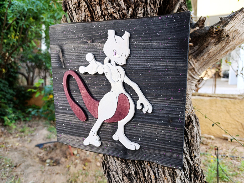 Mewtwo (Available now) - Pokemon wood art
