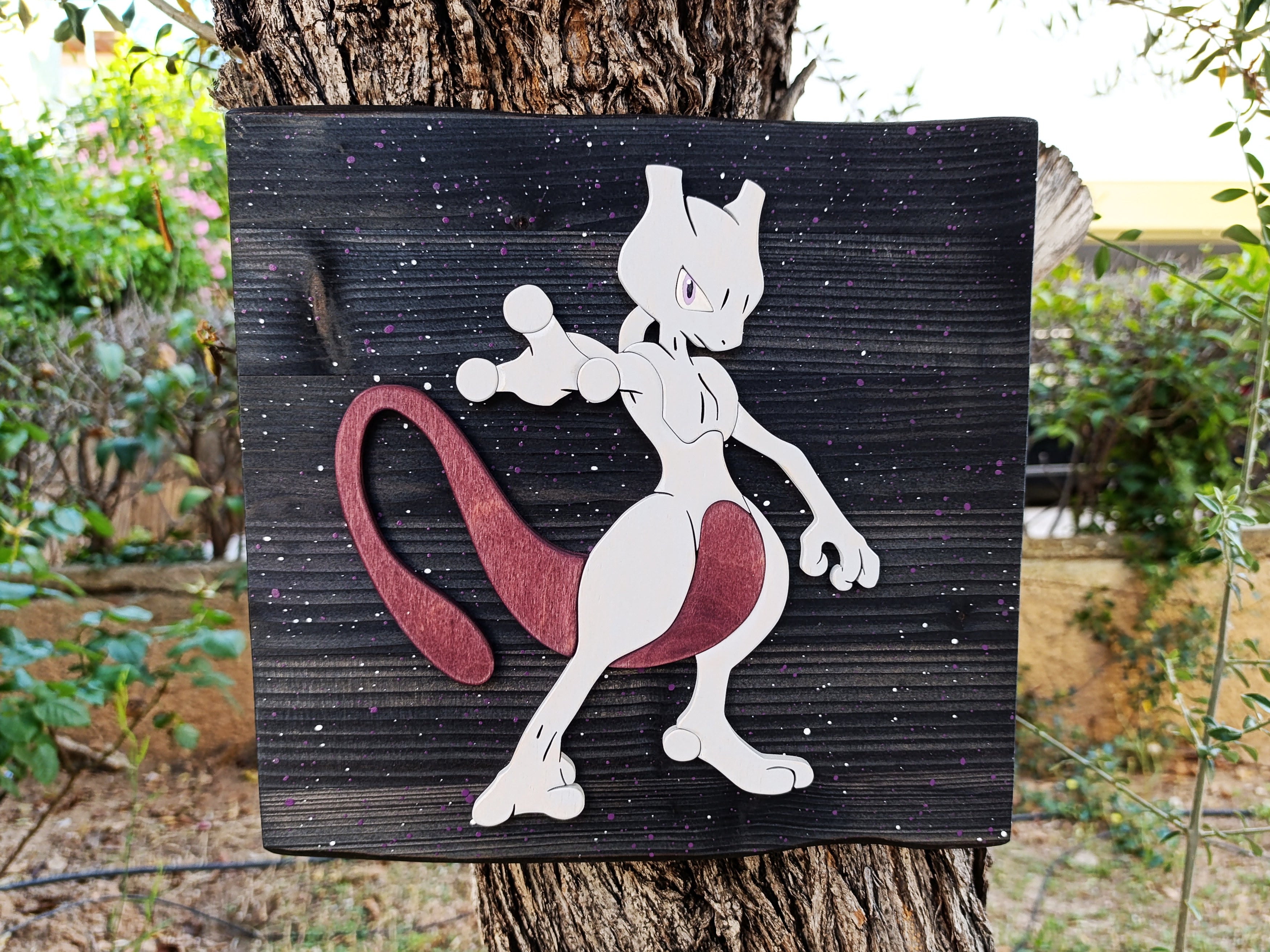 Mewtwo (Available now) - Pokemon wood art