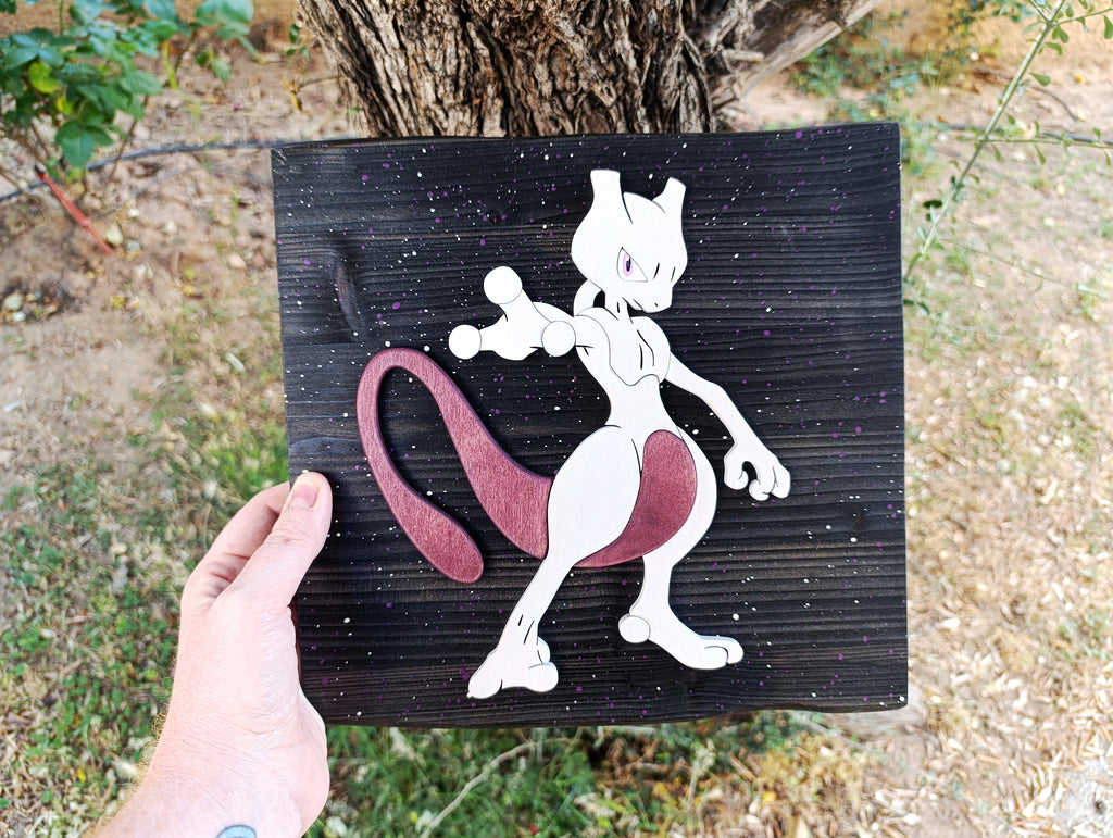 Mewtwo (Available now) - Pokemon wood art