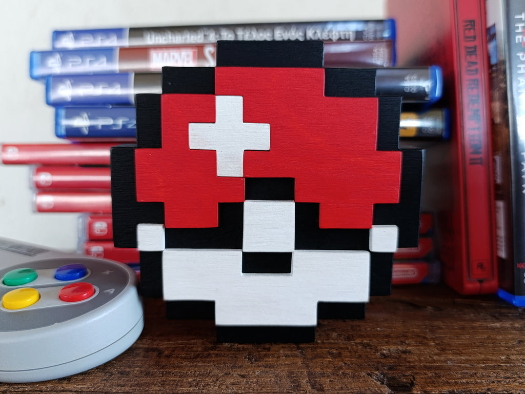 Pokeball 8-bit wood pop (Available now)