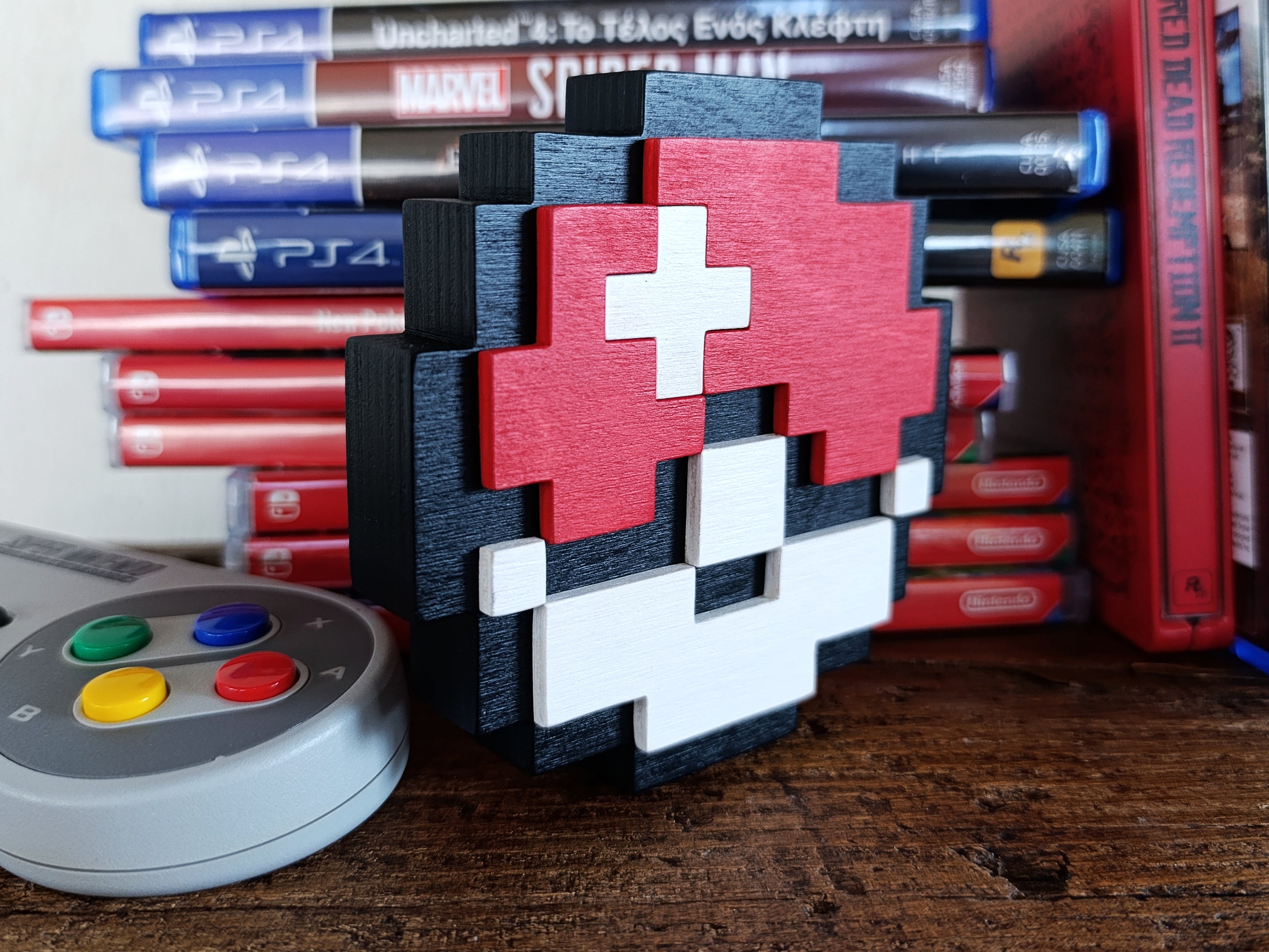 Pokeball 8-bit wood pop (Available now)